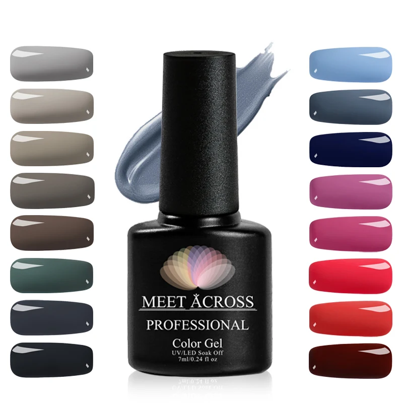 

Meet Across 7ml Gray Series Nail Gel Polish Manicure Gel Lacquer Soak Off Gel Polish Long Lasting LED UV Lamp Needed Enemal