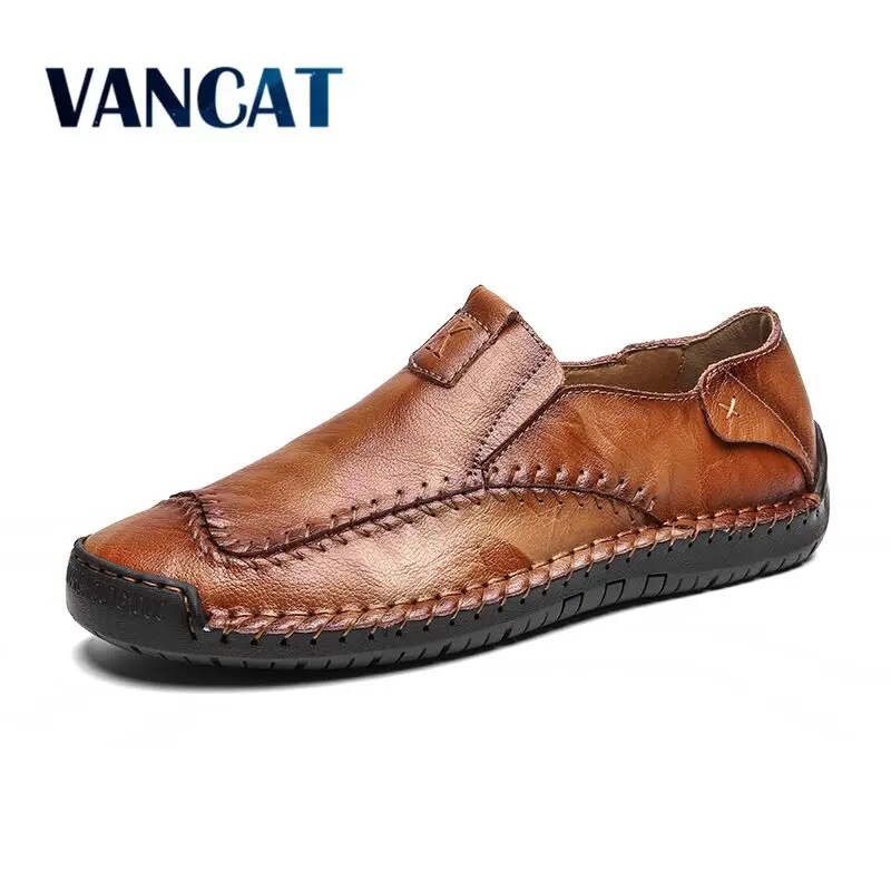 

Vancat Spring New Comfortable Mens Casual Shoes Loafers Men Shoes Quality Leather Shoes Men Flats Moccasins Shoes Big Size 38-48