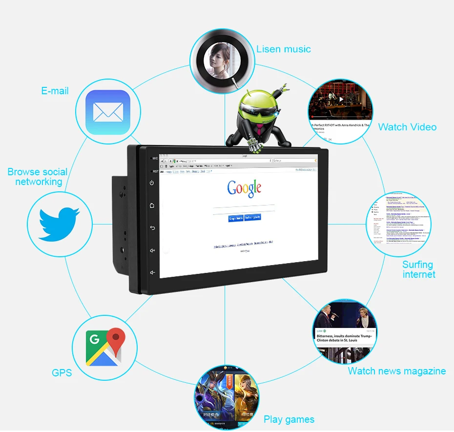 7'' Universal GPS Navigation Bluetooth 2 Din Car Radio Android 8.1 Wifi Car Audio Stereo FM USB MP5 Car player autoradio 7'' Universal GPS Navigation Bluetooth 2 Din Car Radio Android 8.1 Wifi Car Audio Stereo FM USB MP5 Car player autoradio