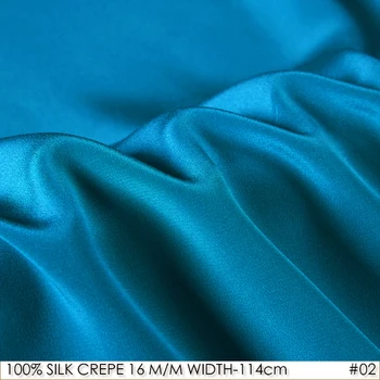 

SILK CREPE DE CHINE 114cm width 16momme/100% Pure Mulberry Silk Matt Color Women Evening Dress Fabric Peacock Blue NO 02
