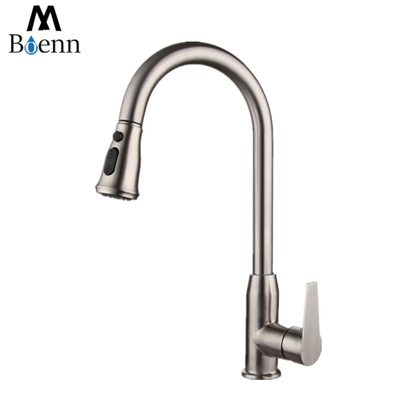 Pull Out Kitchen faucet 2 Functions Sink Mixer Faucet Pull Out Double Sprayer Nozzle Hot Cold Mixer Water Taps Brushed Finish Pull Out Kitchen faucet 2 Functions Sink Mixer Faucet Pull Out Double Sprayer Nozzle Hot Cold Mixer Water Taps Brushed Finish