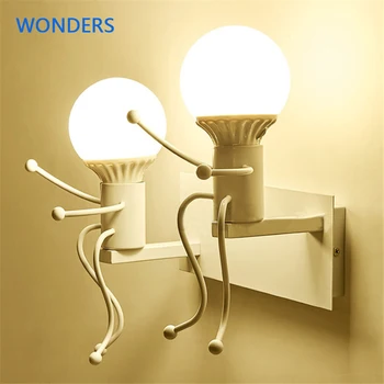 

Cartoon Doll Wall Lamp Cute Man Shape Wall Sconce Light Wall Lighting Fixture for Home Loft Bar Restaurant E27 AC85-240V