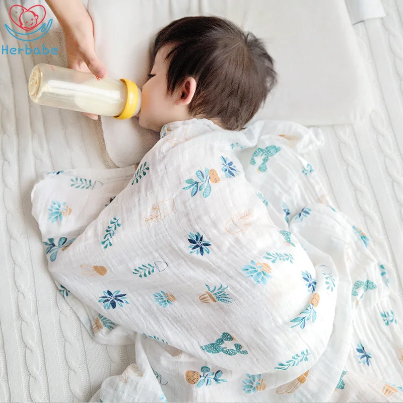 Детские муслиновые одеяла herbaby 100% хлопок пеленка для новорожденных мягкие банные