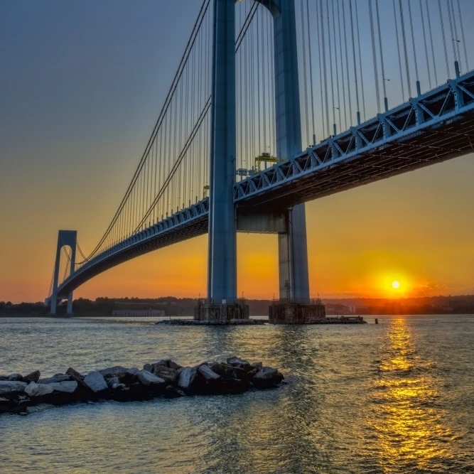 Verrazano-Narrows Bridge at sunset;  Brooklyn  New York  United States of America Poster Print (24 x 38)