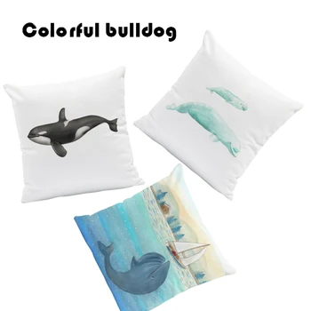 

Narwhal Diamond Ocean Cushion Cover Sailboat Killer Whale Pillows Country Bookcase Home Decor Throw Pillow Case 43X43Cm Velvet