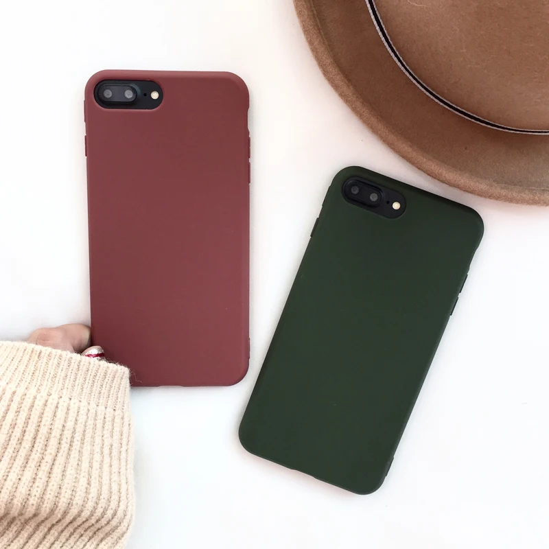 

Hot Skin Soft Silicone Case For iPhone XS Max 6 6S Plus Army Green Wine Red Cover For iPhone 7 8 Plus XR X XS 8Plus iPhone7 Case
