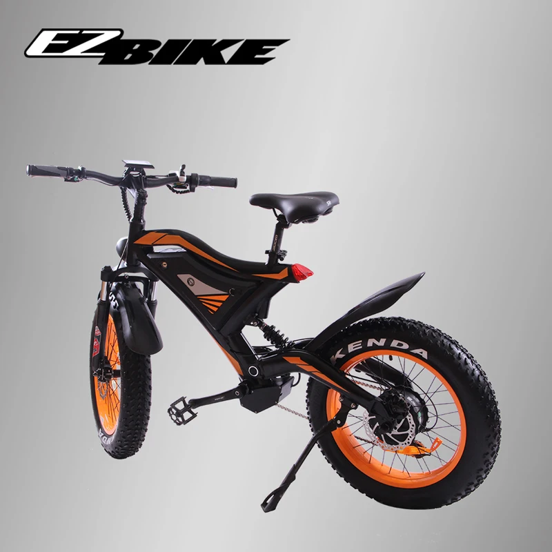 Электрический горный велосипед EZBIKE с расширенной конфигурацией, 48 В, 500 Вт, бесщеточный мотор, складной велосипед с толстыми шинами, пляжный электрический мопед