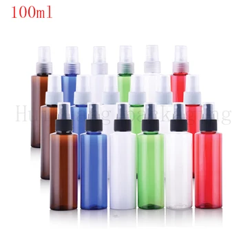 

100pc 100ml Cosmetic Perfume Plastic Spray Bottle Refillable Makeup Women Water Sprayer Containers Clear Blue White Brown red