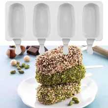 Домашняя Пищевая силиконовая форма для изготовления мороженого 4 с эллиптической палкой форма для льда пищевой белый десерт, Мороженое Плесень лоток