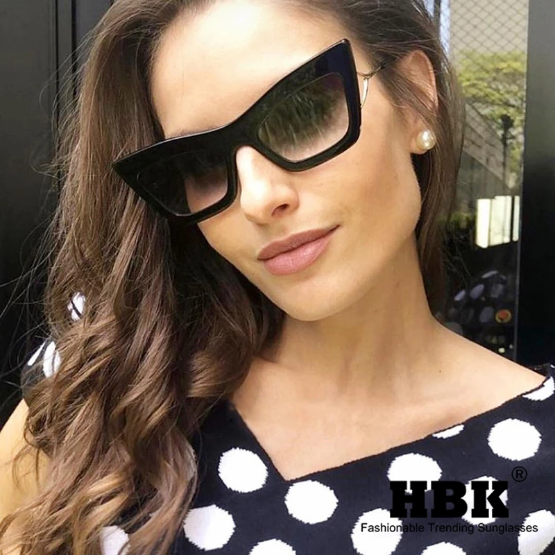 

HBK Sexy Cat Eye Sunglasses 2019 Small Square New Luxury Ladies Brand Designer Sun Glasses Cool Cateye Frame Eyewear Men UV400