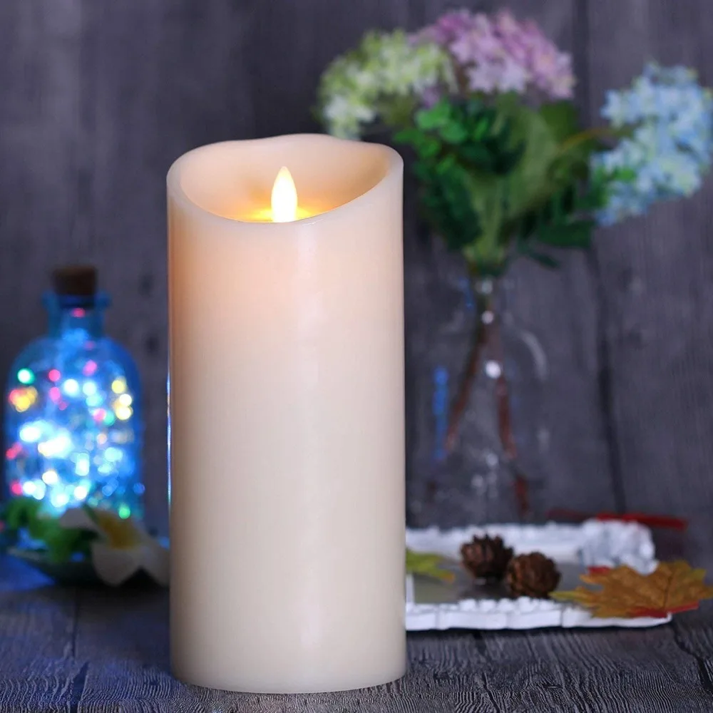 Ksperway Remote Included Flameless Candle Vanilla Scented Moving Flame