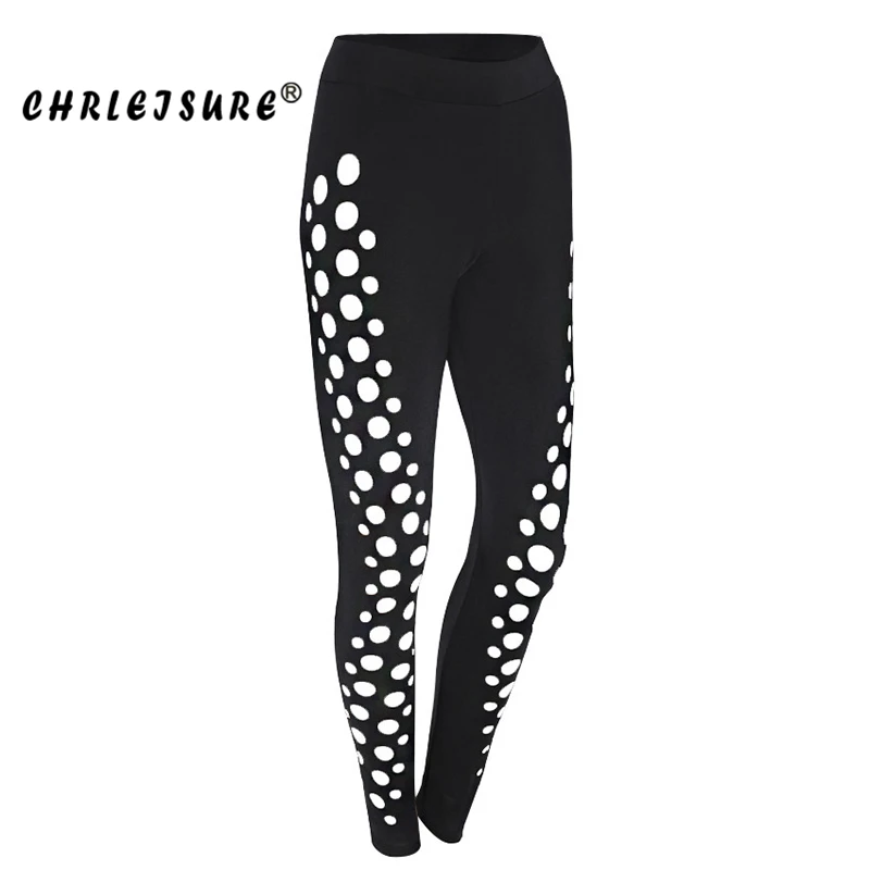 CHRLEISURE Round Hole Sexy Leggings Women 2018 Cotton Ankle length