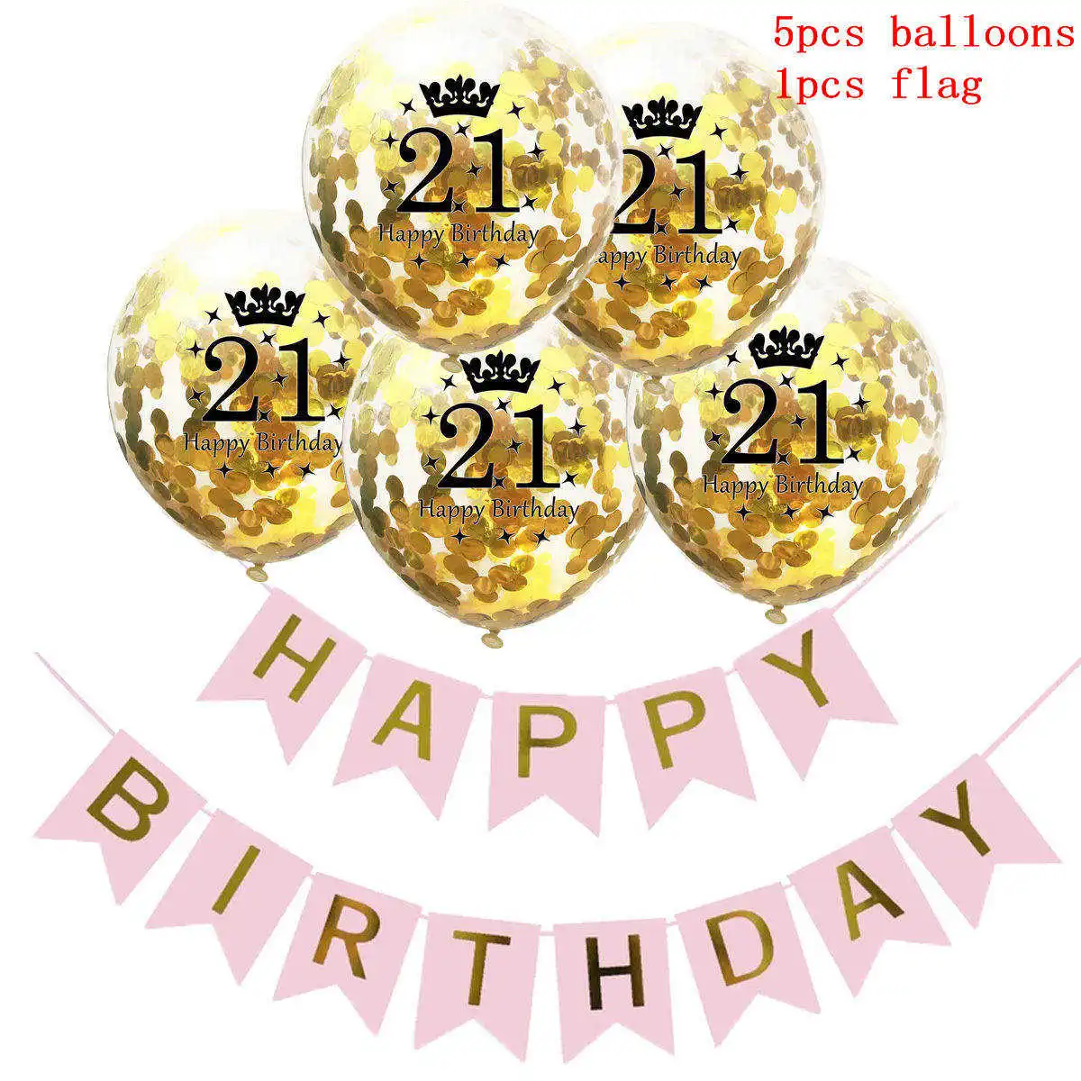 

6pcs 12 Inch Sequins Balloon Pink Birthday Flag Decoration Transparent Latex Confetti Romantic Party DIY Background Ornament
