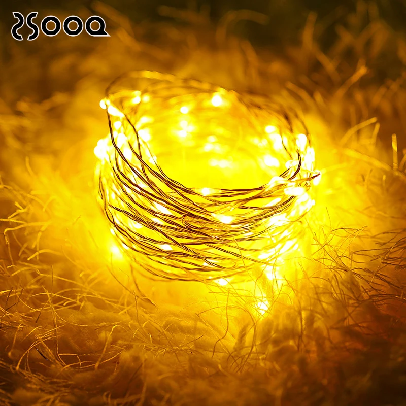 

3-10m 100LEDs Copper Wire LED String Light Fairy Bulb Waterproof AA Battery Powered Party Festoon Decoration Light Chain LSL042