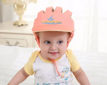 

2016 Baby Safety Helmets Training Cotton Infant Protective Hat Training dark yellow