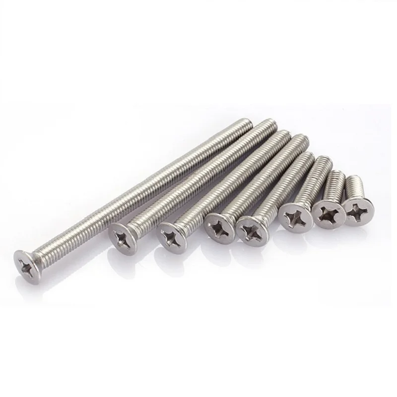 

100pcs -10pcs M1 M1.2 M1.4 M1.6 M2 M2.5 M3 M4 M5 M6 DIN965 Stainless Steel 304 Flat Head Countersunk Phillips Machine Screws