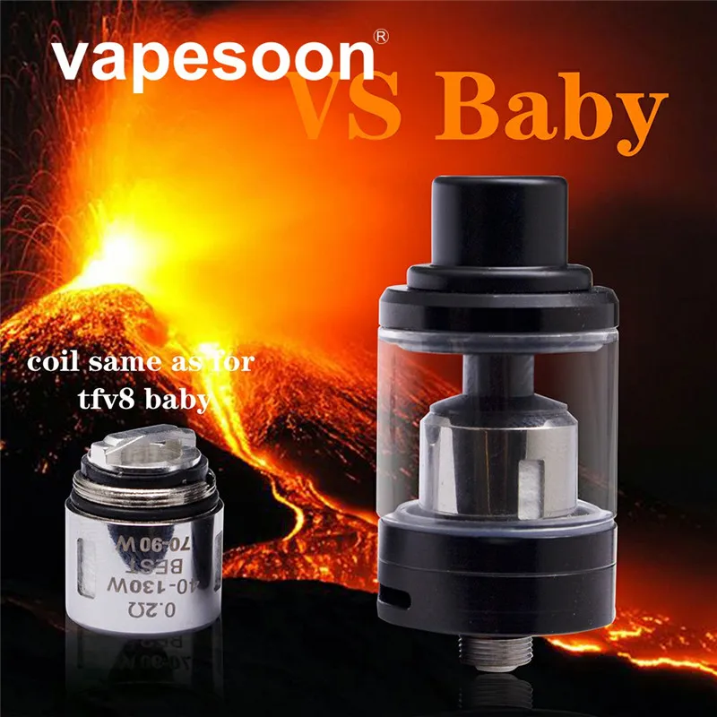 

Original vapesoon VS Baby RTA Rebuildable Atomizer Capacity 2ml with 0.2ohm V8 Baby Coil Head same as TFV8 Baby Tank