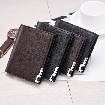

Men Wallet Purse Short Design Ultra-thin PU Leather Fashion for Money Coins ID Card Best Sale-WT