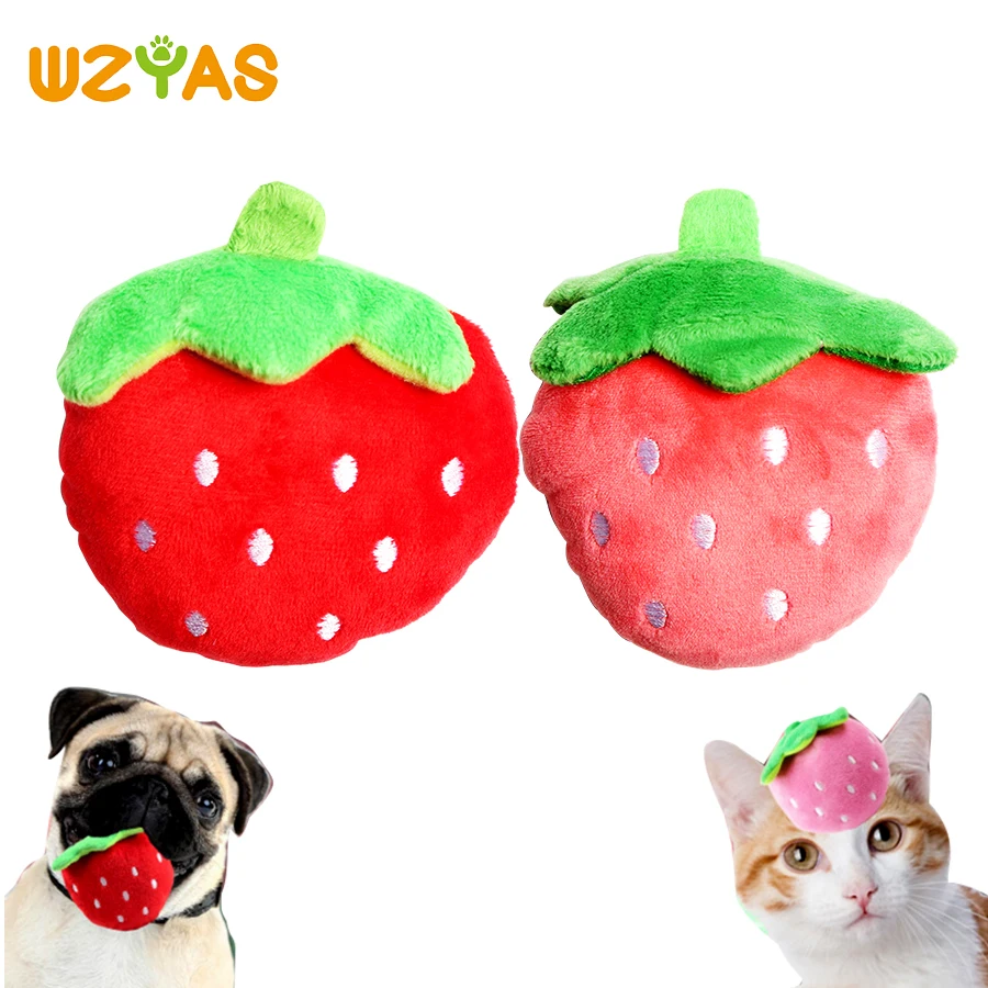 

9-13cm Soft Strawberry Dog Toys Squeeze Toys for Dogs Cats Sound Dog Cat Plush Squeak for Exercise Entertainment