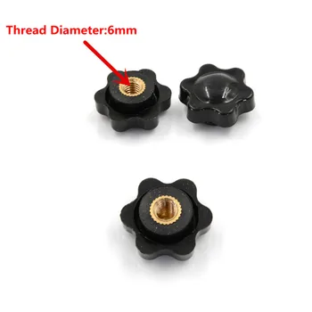 

5pcs/Set M6 Male Thread Star Shaped Head Clamping Nuts Knob For Industry Equipment Plastic Carbon Steel Galvanization