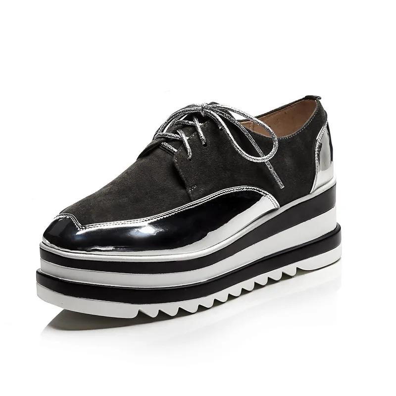 Dames Hauts 2018 Talons Black forme gray Femmes Chaussures Haute Printemps Plate Pompes Qualité Daim Naturel En A0RPxx