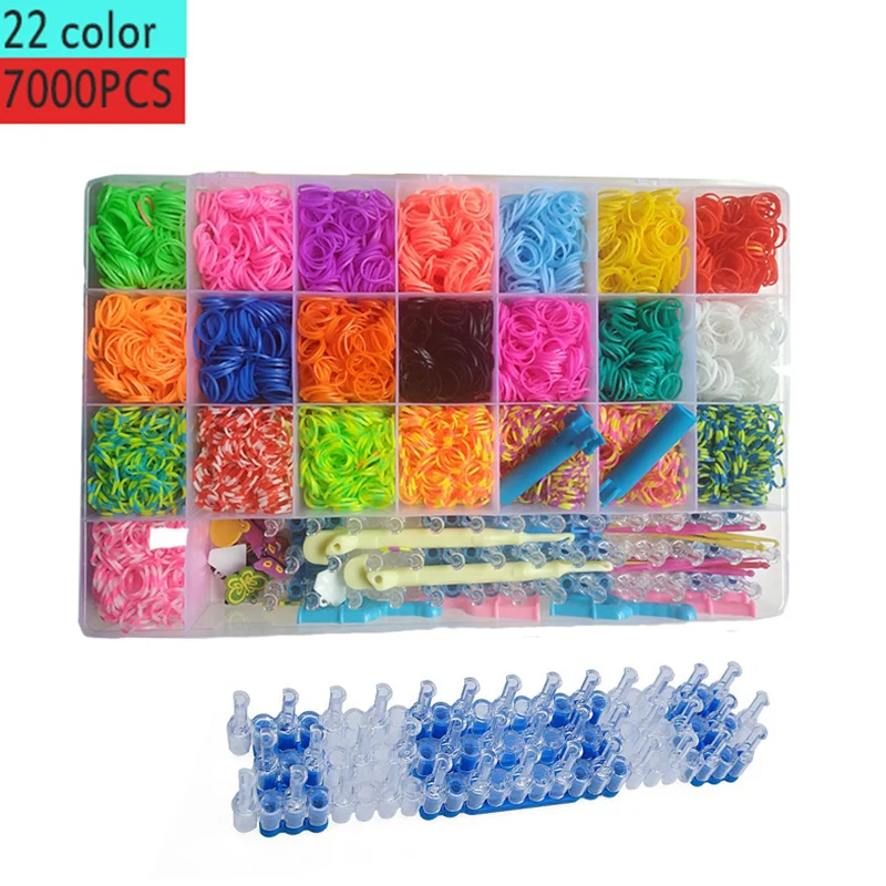 

Super suit 7000pcs/set Shipping High Quality Rubber Loom Band Kids DIY Handmade PVC Set Weave Bracelets Arts and Crafts for Kids