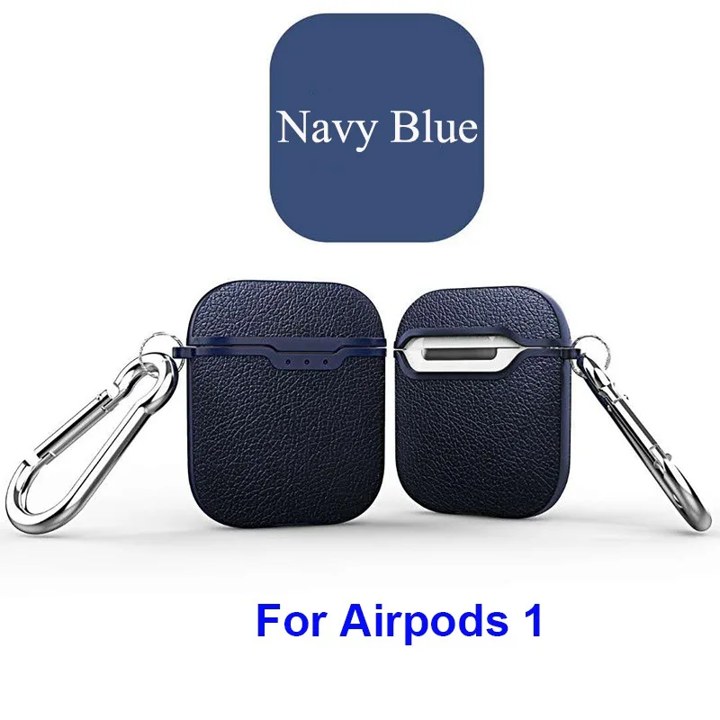 Для гарнитура для Airpods чехол личи кожаный узор мягкий ТПУ Bluetooth беспроводной Чехол для наушников для Airpods 2 Беспроводная зарядка коробка - Цвет: Blue For Airpods 1