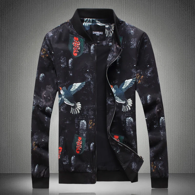 J18068 European style 3d birds retro printing fashion luxury jacket men Autumn 2018New quality streetwear mens jackets and coats J18068 European style 3d birds retro printing fashion luxury jacket men Autumn 2018New quality streetwear mens jackets and coats