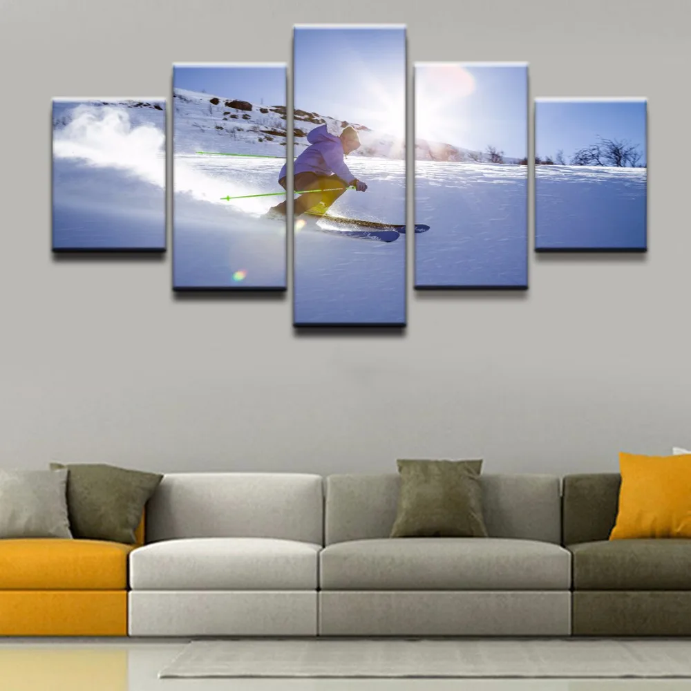 قماش تزيين المنزل Hd طباعة الملصقات 5 قطعة التزلج اللوحة الحديثة جدار الفن غرفة المعيشة الكلاسيكية وحدات إطار الصورة