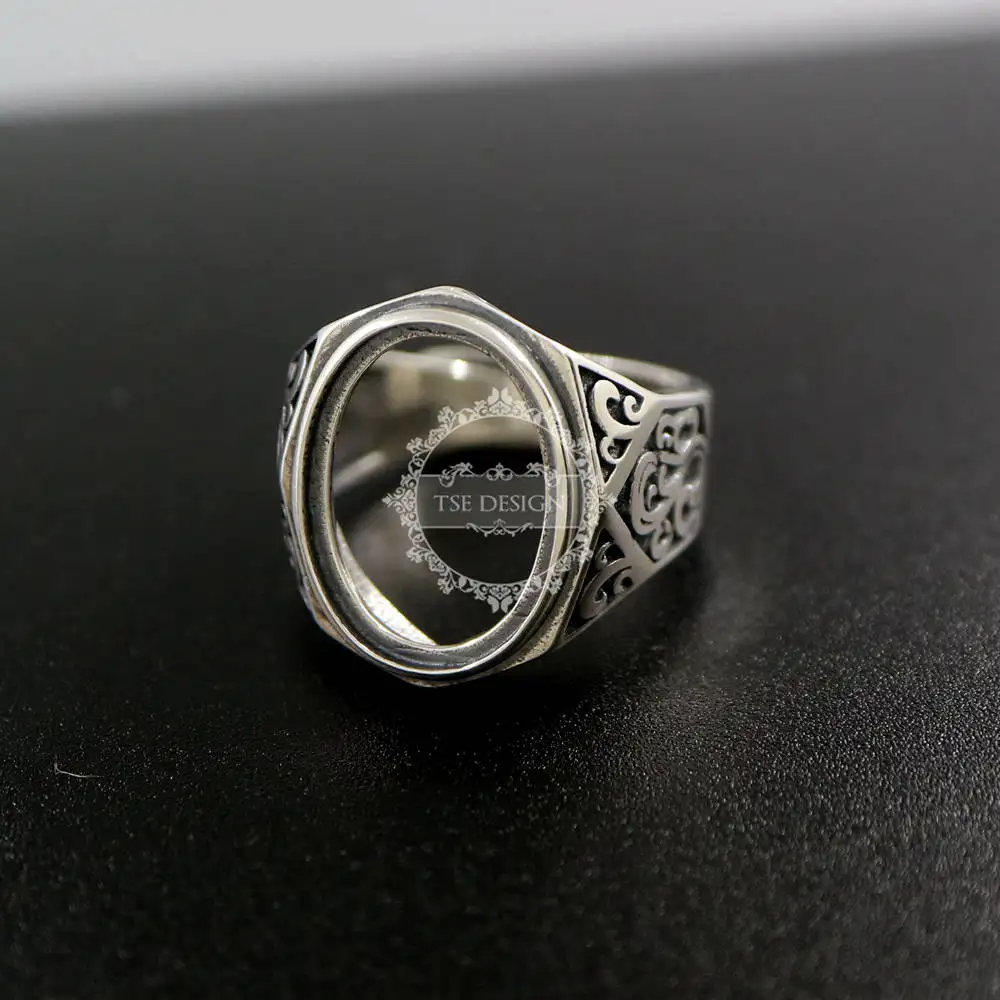 

13x18MM oval 925 sterling silver ring bezel basic ring size diameter 18.5mm DIY adjustable ring setting 1223082