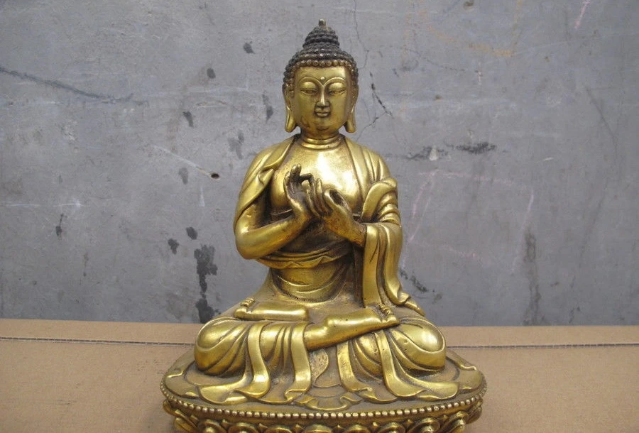 

Tibet Tibetan Bronze Gilt Buddhism Vairocana Tathagata Sakyamuni Buddha Statue a 0518