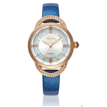 2016 New Brand Luxury Women Watch Fashion Leather Watches Ladies Clock Quality Japan 2035 Quartz Movement With Blue Band 6 Color
