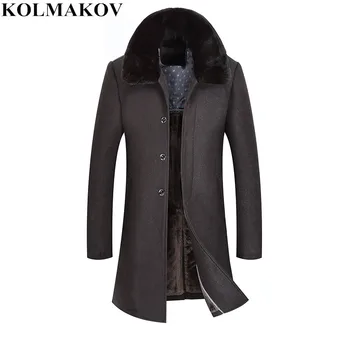 

New Brand Mens 2018 autumn winter thick Long Woolen coats Jackets homme good quality fur collar wool coat male slim fit M-4XL
