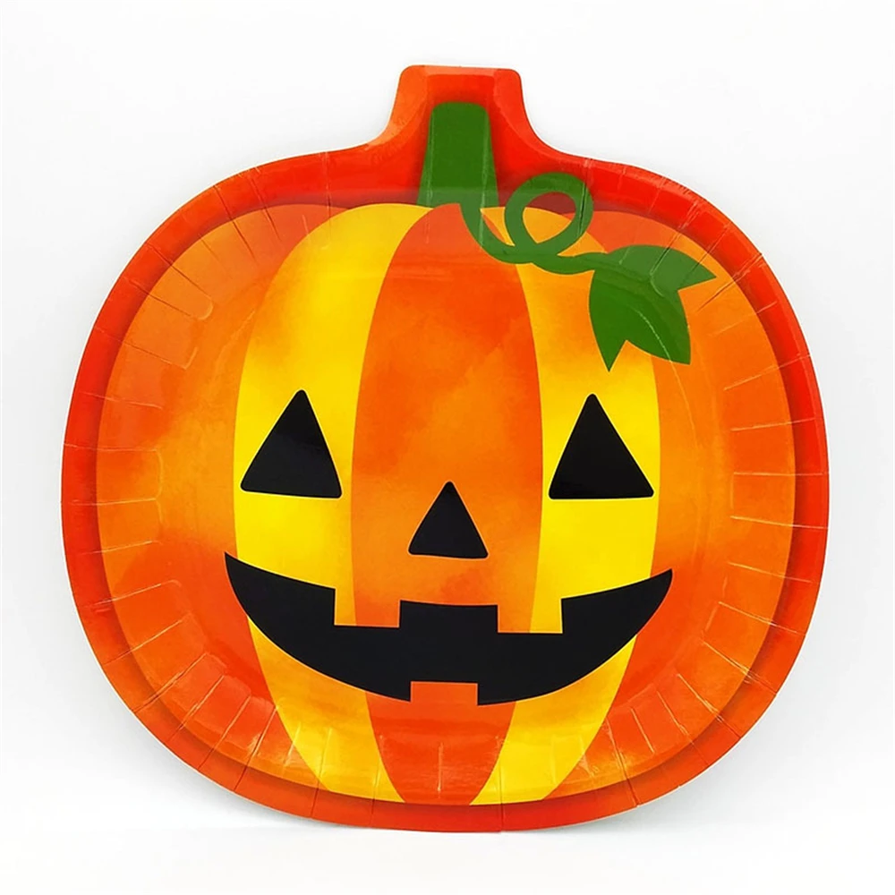 6Pcs Halloween Pumpkin Plates disposable tableware Cake Plates