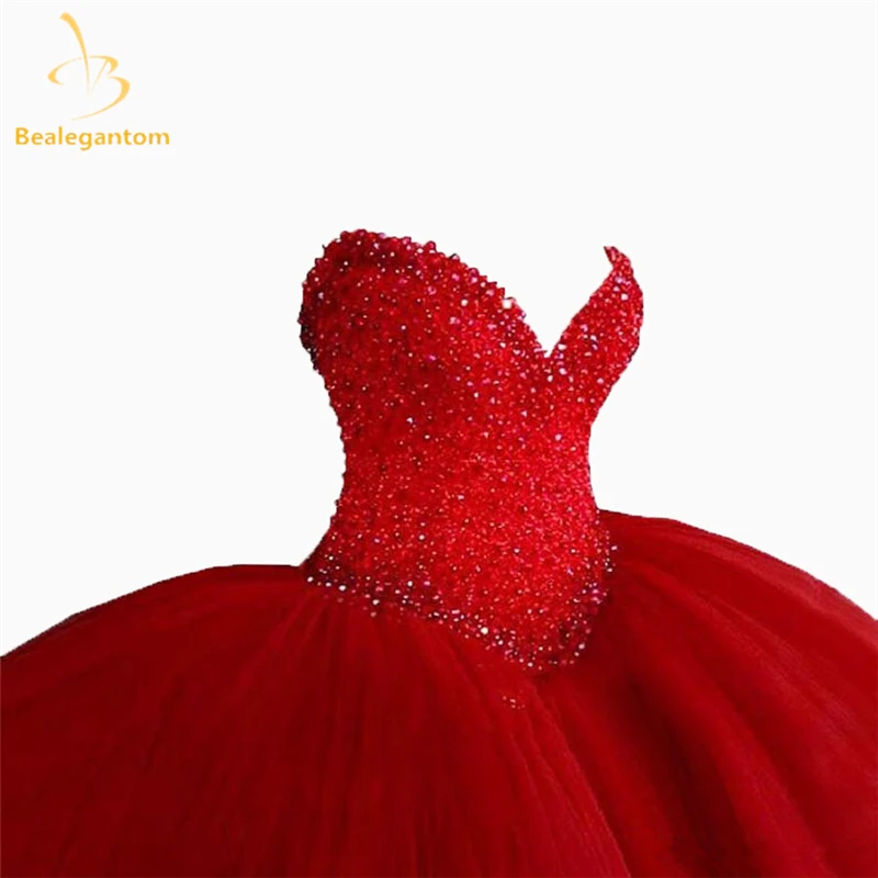 Bealegantom красное милое пышное платье бальное платье с бисером милое 16 платье 15 лет Vestidos De 15 Anos QA1182