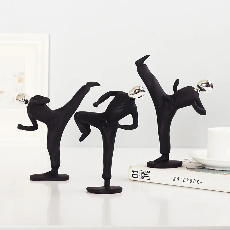 

black modern abstract resin handicraft furnishing articles taekwondo sitting room of home furnishing articles study