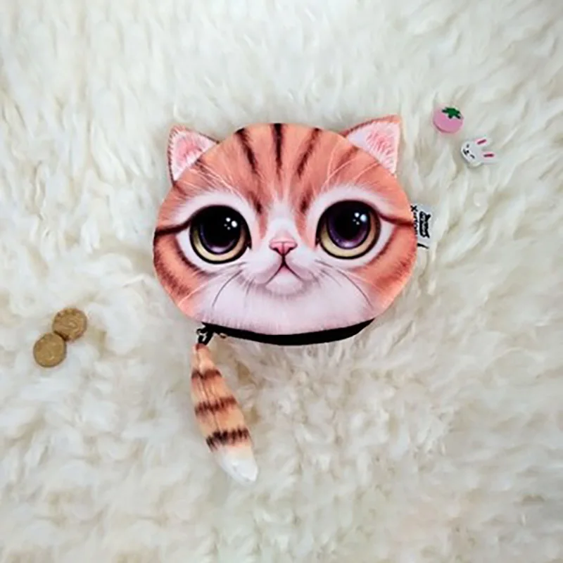 DIOMO маленький хвост портмоне кошка милый мультяшный Кот голова кошки мини сумка