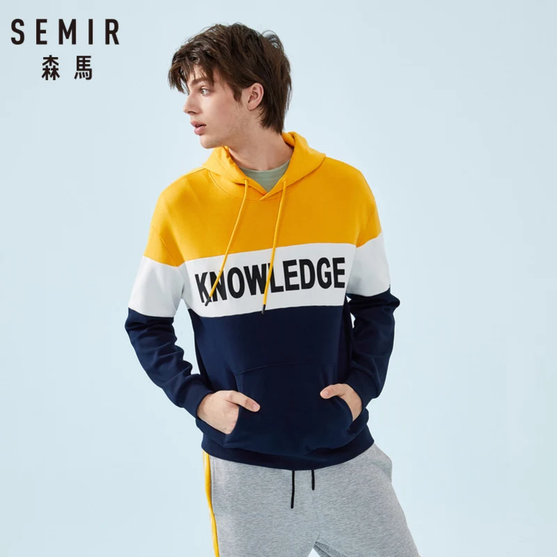 SEMIR Мужская цветная толстовка с капюшоном мужской пуловер принтом Спортивная и
