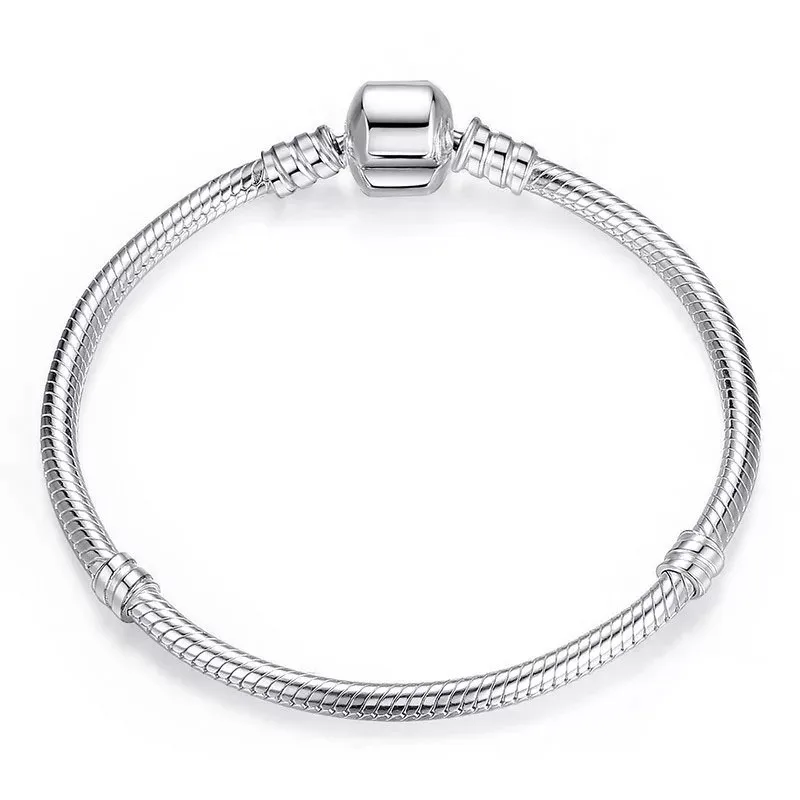 Серебряная цепочка застежка Европейский Шарм бисера Fit оригинальный браслет