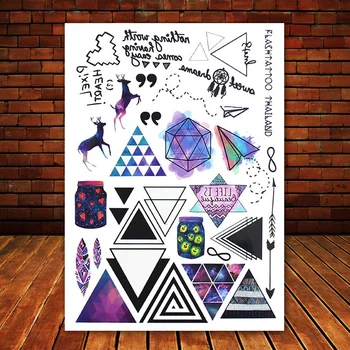

Big Black tatuagem Taty Body Art Temporary Tattoo Stickers Colored Deer Triangle Arrow Glitter Tattoo Sticker