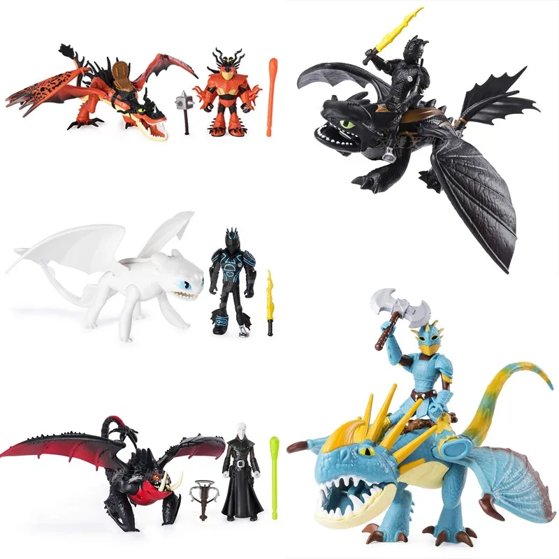 100% Genuino Come Addestrare Il Tuo Drago 3 Night Fury Nero/Bianco Senza Denti Pvc Dragon Model Figure Movie Action Giocattolo Per Bambini