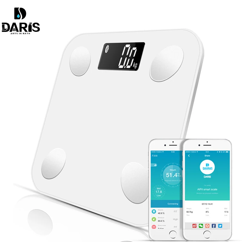 Günstige Bluetooth waagen boden Körper Gewicht Badezimmer Skala Smart Backlit Display Digital Waage Körper Gewicht Körper Fett Wasser Muskelmasse BMI