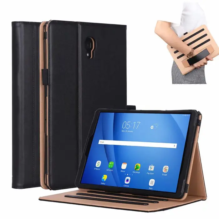 Тонкий кожи высококачественный чехол для Samsung Galaxy Tab 10,5 ''T590 T595 T597 SM-T590 планшет Smart Fundas Защитите подставки обложка+ Flim - Цвет: Черный