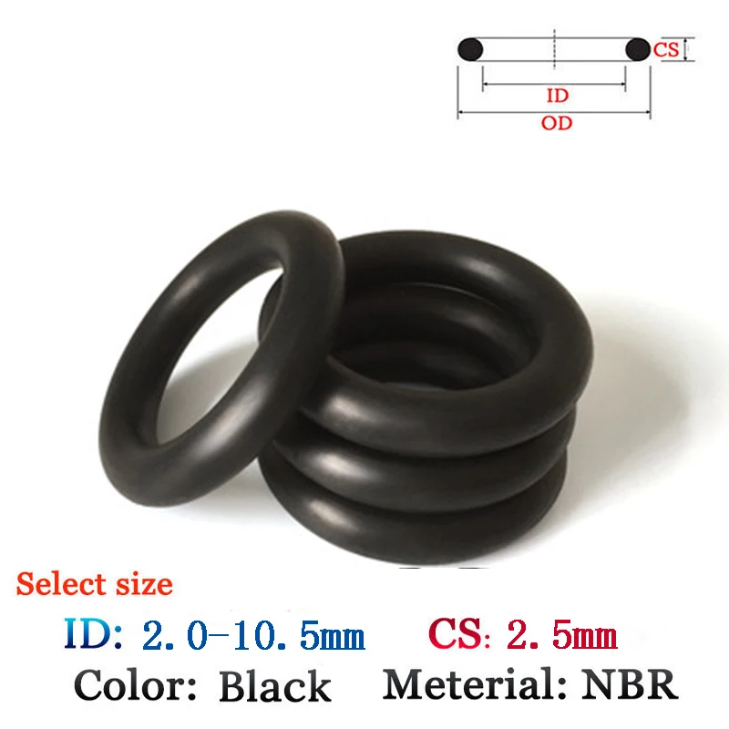 

CS 2.50mm ID2mm-10.5mm 10pcs 30pcs Plastic O-Ring set NBR Gasket Rubber oil and water seal Viton gasket Silicone Ring Seal Film