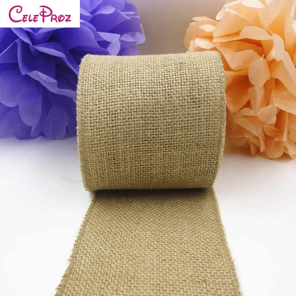 Buy 15CM *10M Natural Jute Burlap Ribbon Roll For Country style home decoration