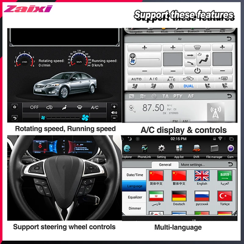 Top ZaiXi 12.1" Vertical screen android car gps multimedia video radio player in dash for Toyota Land Cruiser LC200 2016~2019 5