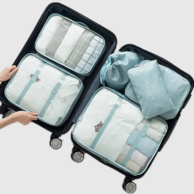 

Portable Closet Organizer For Luggage Tidy Organizer 7pcs Travel Organizer Set Waterproof Multifunctional Storage Bag Set