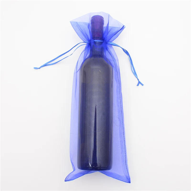 NHBR-10 x прозрачная органза подарочные пакеты для винных бутылок для подарка на подарок Свадебные Вечерние