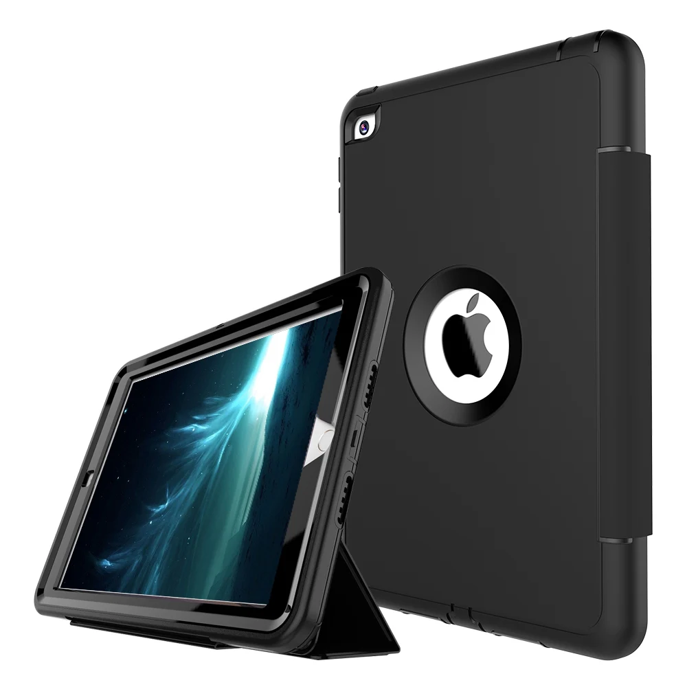 Для iPad mini 4 3 Layer Smart Cover Чехол гибридная Броня полная защита сверхмощный ПК + ТПУ PU