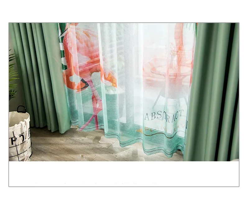 Гарантия качества зеленый лист Фламинго занавески s для спальни гостиной занавески s затемненные занавески s